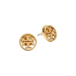 16K Yellow-Gold-Plated Logo Circle Stud Earrings