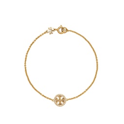Miller 18K Gold-Plated, Swarovski Crystal & Pearl Logo Charm Bracelet