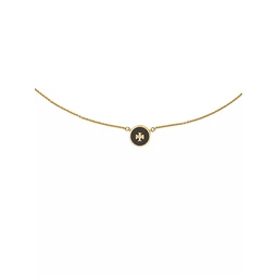 Kira 18K-Gold-Plated & Enamel Logo Pendant Necklace