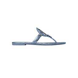 Miller Crocodile-Embossed Metallic Sandals