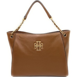 Tory Burch Womens Britten Small Slouchy Tote in Pebbled Leather (Moose)