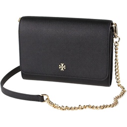 Tory Burch 82328 Black with Gold Hardware New Emerson Chain Wallet Black Leather Cross Body Bag