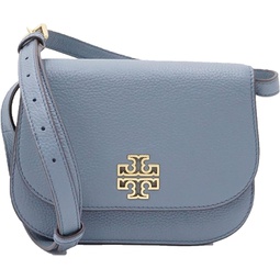 Tory Burch 86838 Brunnera Blue With Gold Hardware Womens Britten Small Saddle Bag