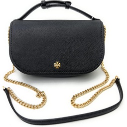 Tory Burch Emerson Top Handle Womens Saffiano Leather Crossbody Bag (Black)