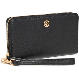 Tory Burch Womens Robinson Zip Continental Wallet, Black, One Size