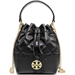 Tory Burch 87869 Willa Mini Black With Gold Hardware Womens Drawstring Bucket Bag