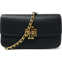 Tory Burch Womens Britten Chain Wallet with Wristlet (Pebbled Leather, Black)
