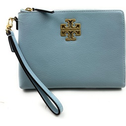 Tory Burch Womens Britten Textured Large Zip Pouch (Icicle)