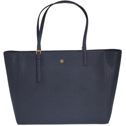 Tory Burch 134836 Emerson Tory Navy Blue With Gold Hardware Womens Large Tote
