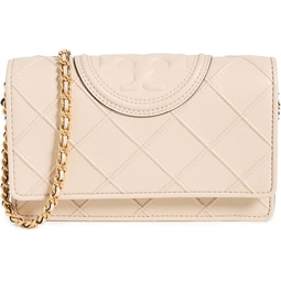 Tory Burch Womens Fleming Soft Chain Wallet, New Cream, Off White, One Size