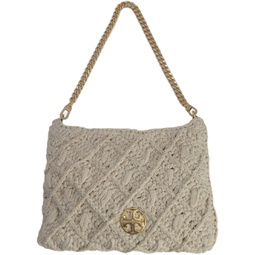 Tory Burch 136485 Willa Soft Woven Cream With Gold Hardware Zip Top Womens Shoulder Bag