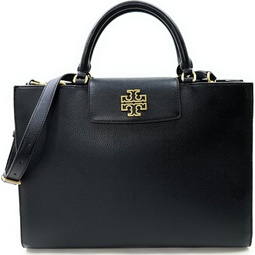 Tory Burch Britten Pebbled Leather Tote (Black)