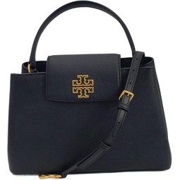 Tory Burch 140972 Britten Black With Gold Hardware Pebbled Leather Womens Satchel Bag