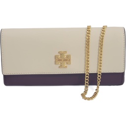 Tory Burch 139566 Juliette Claret Purple/Cream White With Gold Hardware Womens Chain Wallet