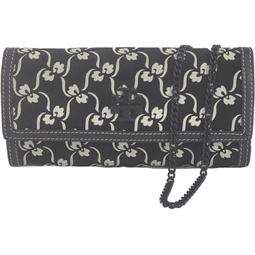 Tory Burch 139569 Juliette Black/White Floral Design Leather/Suede Womens Chain Wallet