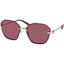 Tory Burch TY6081 Womens Sunglasses Shiny Gold Metal/Solid Bordeaux 57