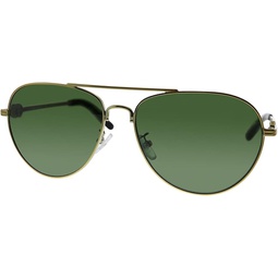 Tory Burch TY6083 Womens Sunglasses Shiny Gold/Solid Green 58