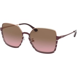 Tory Burch TY6076 Womens Sunglasses Rose Gold/Bordeaux Stripe/Violet Gradient Brown 56