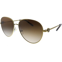 Tory Burch TY6082 Womens Sunglasses Shiny Gold Metal/Dark Brown Gradient 56
