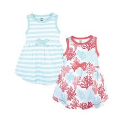 Toddler Girls Organic Cotton Sleeveless Dresses Coral Reef