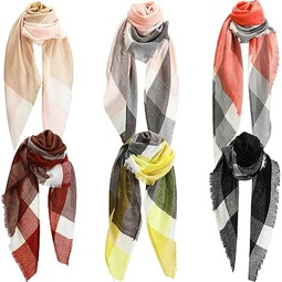 Toulite 6 Pcs Winter Scarf Women Triangle Scarf Winter Plaid Scarf Women Warm Long Shawl Winter Wrap for fall Winter Supplies