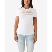 Womens Short Sleeve Crystal Box Arch Logo T-shirt