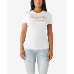 Womens Short Sleeve Crystal Box Arch Logo T-shirt