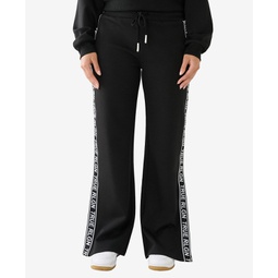 Womens Wide Leg Side Taping Track Pants