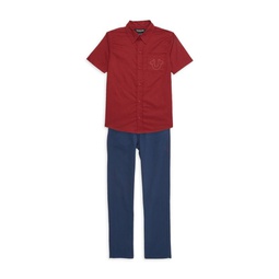 Little Boys 2-Piece Button Up Shirt & Jeans Set