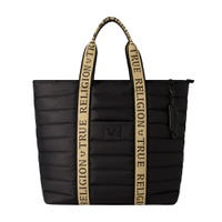 nylon solid quilted tote
