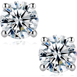 Tunzug 2 CT Moissanite Diamond Stud Earrings D Color VVS1 Clarity S925 Sterling Silver Jewelry for Women