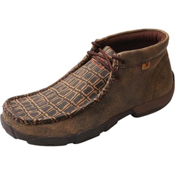Twisted X Men’s Casual Chukka Boot - Driving Moc Handcrafted with Full-Grain Leather Upper, Rubber Outsole, Composite Insole, and Removable Footbed