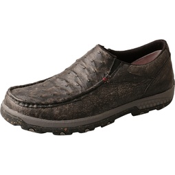 Twisted X Slip-On Mens Driving Mocs with CellStretch, Black & Grey, 9 W