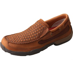 Twisted X Mens Slip-On Driving Moc, Oiled Saddle/Brown, 9.5 W