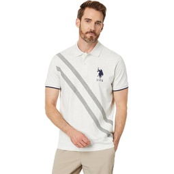 US POLO ASSN Short Sleeve Slim Fit Colorblock Sash Striped Front Knit Polo Shirt