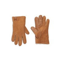 Whipstitch Shearling Lined Suede Gloves