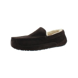 ascot mens suede shearling moccasin slippers