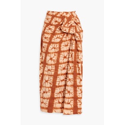 Ember ruffled tie-dyed cotton midi skirt