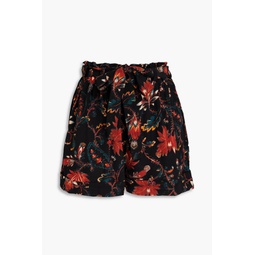 Leica floral-print silk crepe de chine shorts