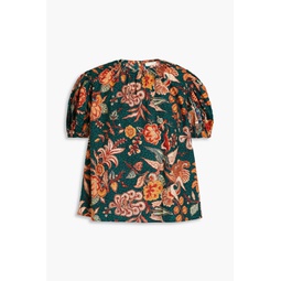 Floral-print cotton-poplin top