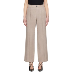 Beige Creased Trousers 241731F087015