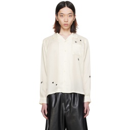 Off White Embroidered Shirt 241414M192011
