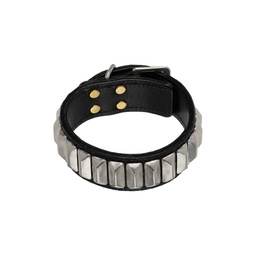 Black   Silver Leather Bracelet 241414M142002