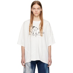 White Pleated T Shirt 241414F110004