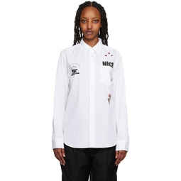 White Appliques Shirt 231414F109001