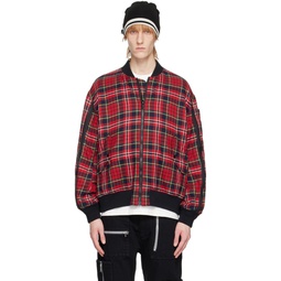 Red Check Bomber Jacket 231414M175000