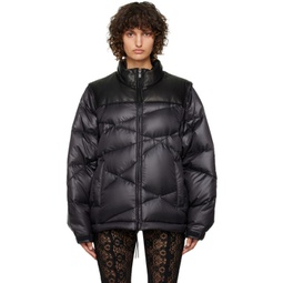 Black Quilted Down Jacket 222414F061002