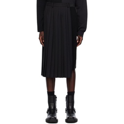Black Pleated Midi Skirt 232414F092001