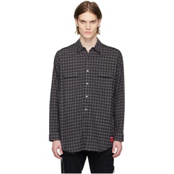 Black   Gray Check Shirt 231822M192003