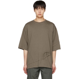 Brown Paneled T Shirt 222822M213002